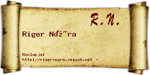 Riger Nóra névjegykártya